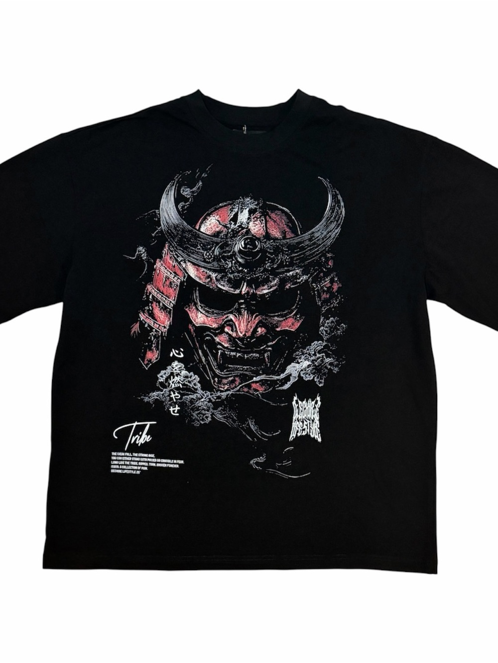 Dechire Tribe Black Samurai Graphic Tee - Black with Red Print